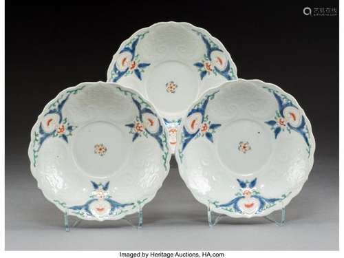 78227: Three Chinese Export Molded and Enameled Porcela