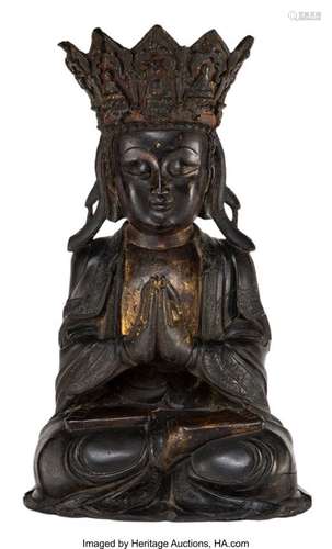 78228: A Large Chinese Gilt Lacquered Bronze Figure of