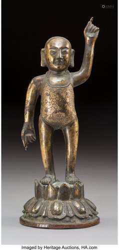 78230: A Chinese Gilt Bronze Figure of the Infant Buddh