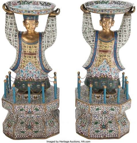 78244: A Monumental Pair of Chinese Cloisonné