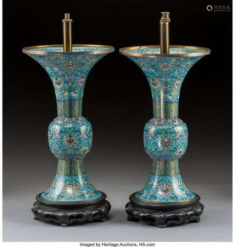 78246: A Pair of Chinese Cloisonné Enamel Gu