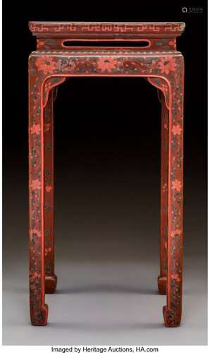 78252: A Chinese Lacquered Wood Side Table, 20th centur