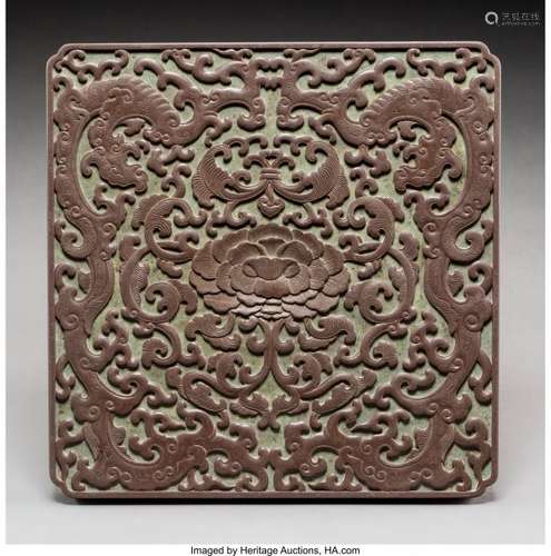 78261: A Chinese Carved Songhua Ink Stone Box Marks: Ni