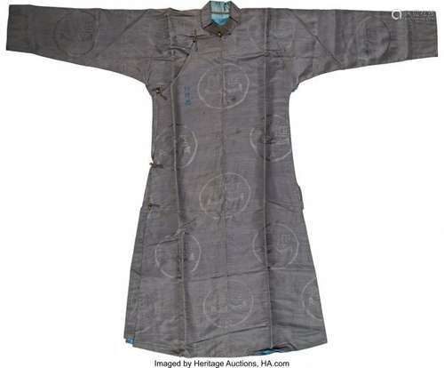 78276: A Chinese Grey Silk Brocade Surcoat, late Qing D