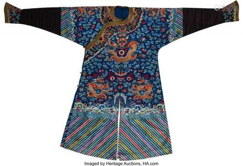 78278: A Chinese Blue-Ground Dragon Robe, Qing Dynasty