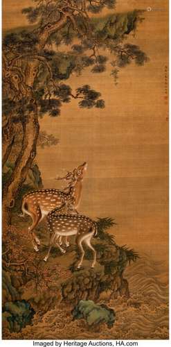 78286: After Shen Quan (Chinese, 1682-1760) Two Deer Un