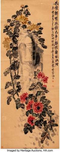 78299: Wu Han (Chinese, 1876-1927) Flowers and Rock Han