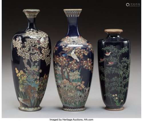 78342: A Group of Three Japanese Cloisonné