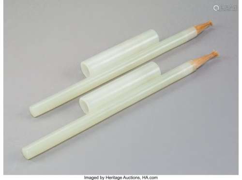 78359: A Pair of Chinese Pale Celadon Jade Brushes, Rep