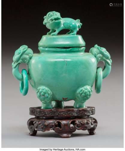 78367: A Chinese Carved Turquoise Miniature Censer, 20t