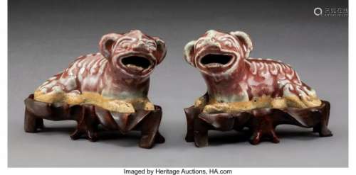 78373: A Pair of Glazed Chinese Stoneware Buddhistic Li