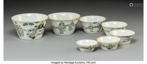78375: Seven Chinese Porcelain Nesting Bowls, early 20t