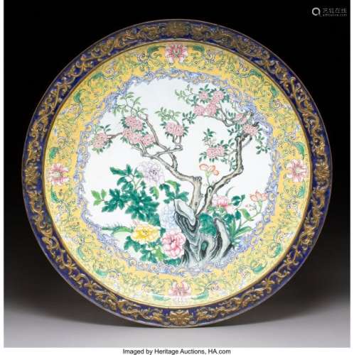 78392: A Chinese Canton Enameled Copper Tray, Qing Dyna
