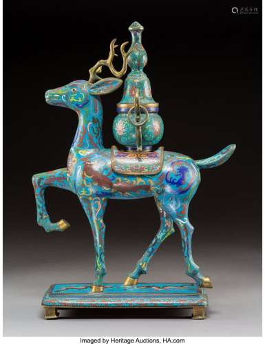 78393: A Chinese Cloisonné Deer-Form Censer,