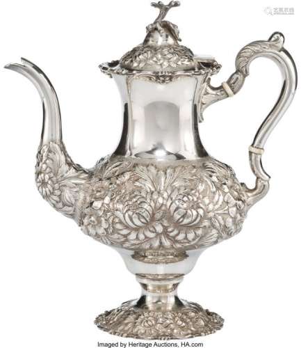 21015: A Stieff Three-Quarter Chased Silver Coffee Pot,