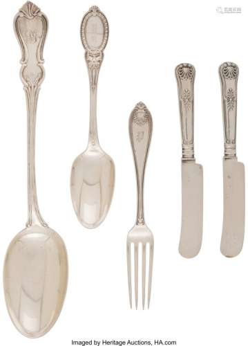 21040: A Five-Piece Group of American Silver Flatware,