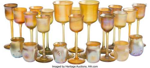 21130: Twenty-Two Tiffany Studios Favrile Glass Table A