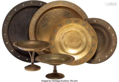 21132: A Group of Six Tiffany Studios Gilt Bronze Plate