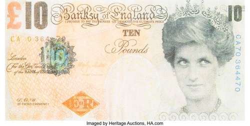 21213: Banksy X Banksy of England Di-Faced Tenner, 10 G