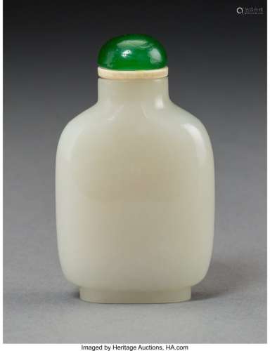 21269: A Chinese Carved White Jade Snuff Bottle  2-7/8
