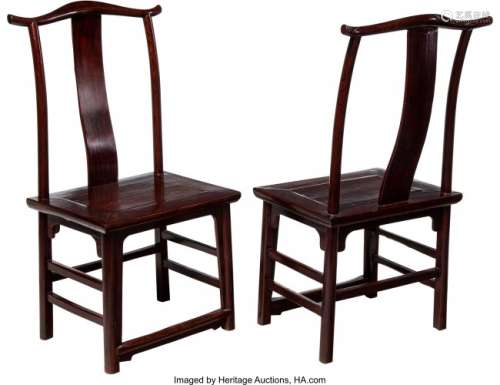 21289: A Pair of Chinese Elmwood Side Chairs, 19th cent