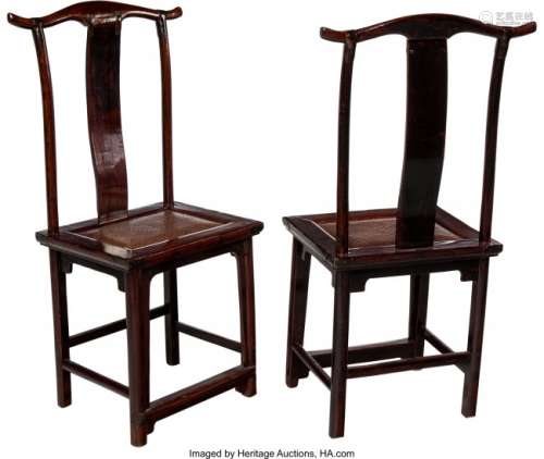21291: A Pair of Chinese Elmwood Side Chairs, 19th cent
