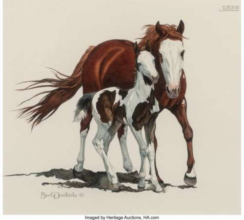 68044: Bev Doolittle (American, b. 1947) Pinto Mare and