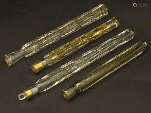 4 Georgian circa 1800 freeblown scent bottles /