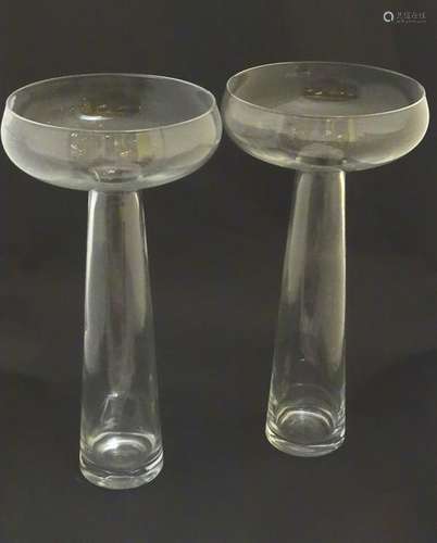 Pair of glass vases: a pair of clear tall glass vases,