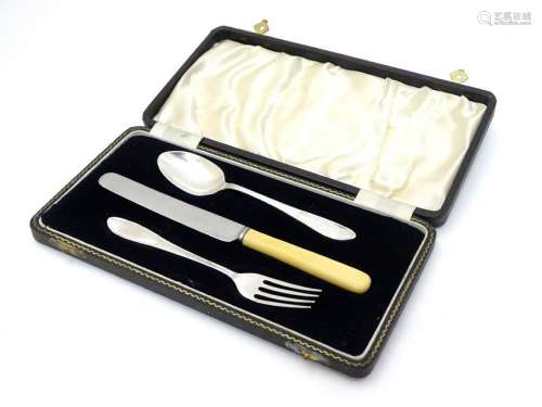 A Christening set comprising fork and spoon hallmarked