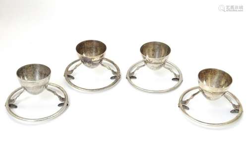 4 unusual silver plate egg cups with patent 20 2070-06