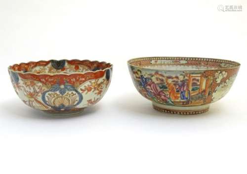 An Imari scalloped-edge bowl with panelled decoration