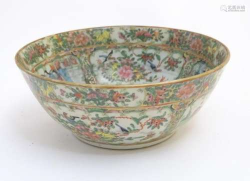 A Cantonese famille rose bowl with panelled decoration