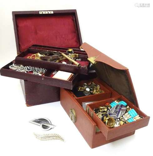 Two jewellery boxes containing assorted jewellery and