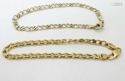 Two 9ct gold bracelets. (12g)