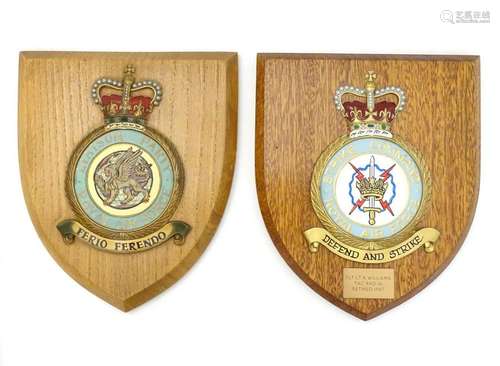 Militaria: Two RAF Officers Mess shields, bearing the