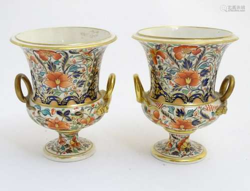 A pair of Royal Crown Derby campana (Campagna) shaped