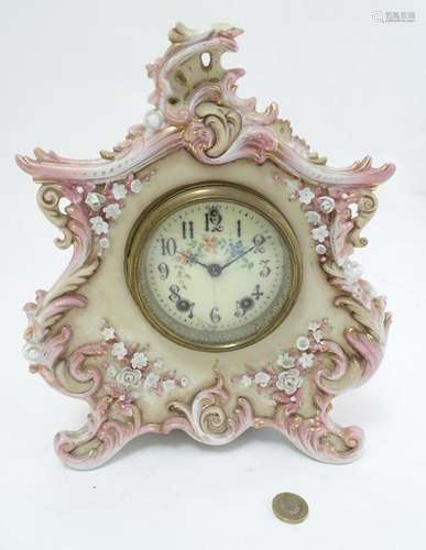 American Pink Porcelain mantel clock: A W Gilbert Clock