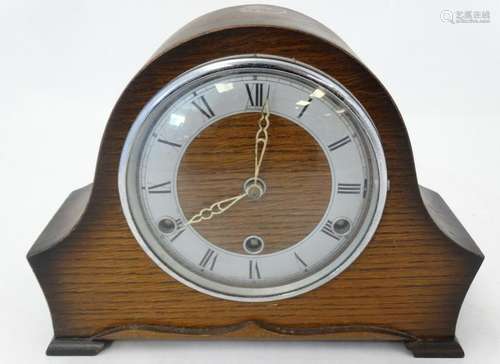 3 Train Oak Mantle Clock : a 'Perivale ' oak cased 3