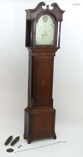 Regency mahogany Longcase: A painted breakarch 13''