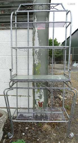 French bread rack: a painted steel and brass bread rack