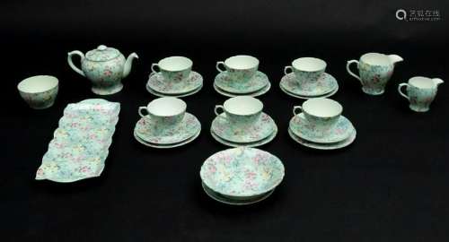 A collection of Shelley '' Melody '' pattern tea wares,