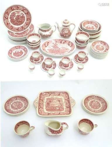 A quantity of Adams dinner and tea wares in the pink