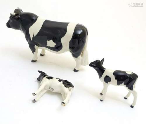 A Beswick Friesian black and white bull, model no.