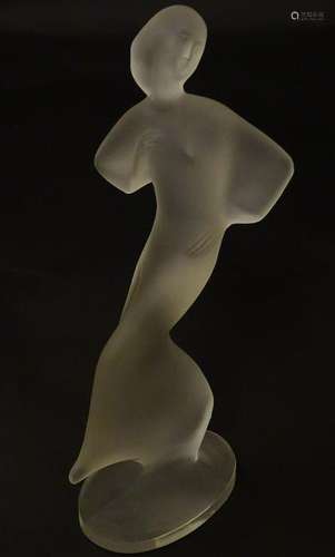 An Art Deco frosted glass figure formed as a lady 8