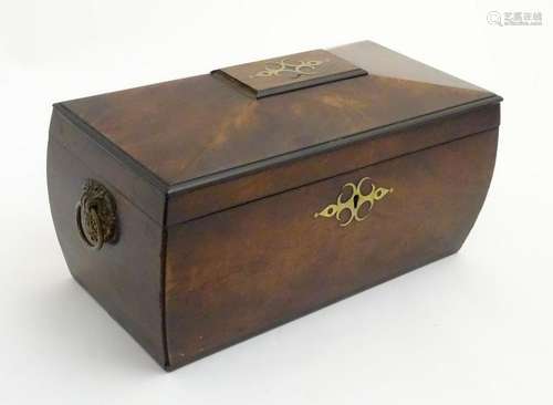 An early 19thC bowed sarcophagus mahogany tea caddy