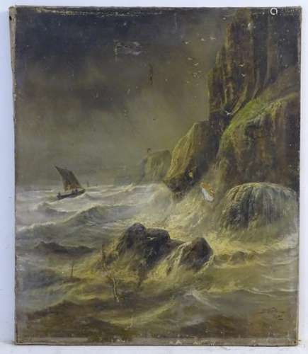 B. Cooke, 1888, Marine School, Oil on canvas,  Stormy