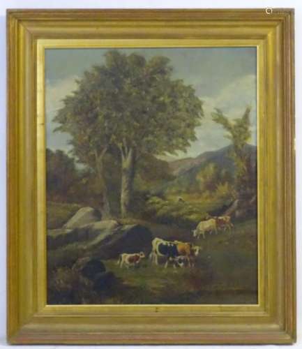 G. Mc G..., early XIX, Oil on canvas,  Cattle in a