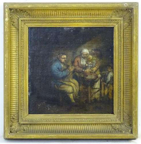 XVIII Flemish School, Oil on fielded oak panel, A