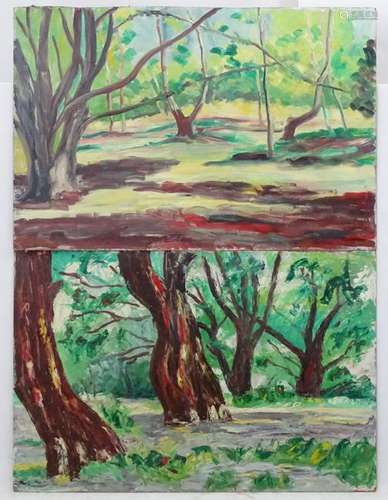 Maylor, XX, Oil on board, a pair, 'Heath Landscape I',